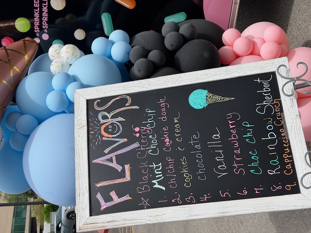 The handwritten flavors chalkboard at the trailer.